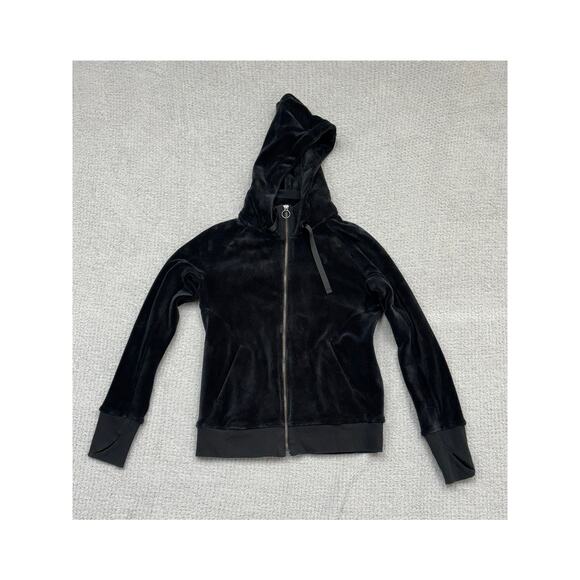 Athleta Women's Black Velveteen Hooded Jacket Size S #58906 - Picture 1 of 3